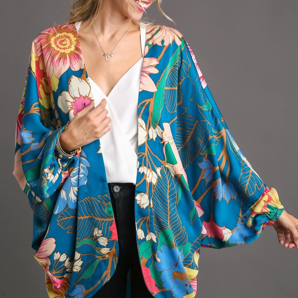 Umgee Multicolor Floral Kimono Blouse